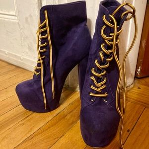 Cute Onlymaker purple pole dancing boots